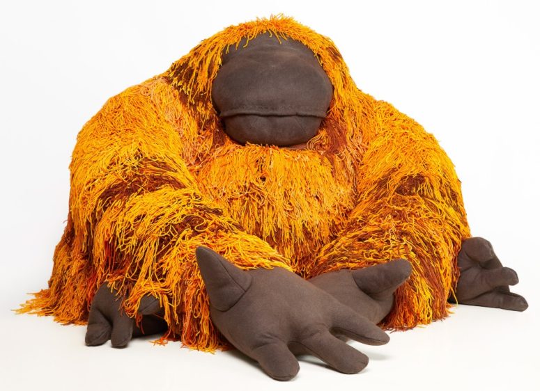 Orangutan is a very bold piece in orange and brown