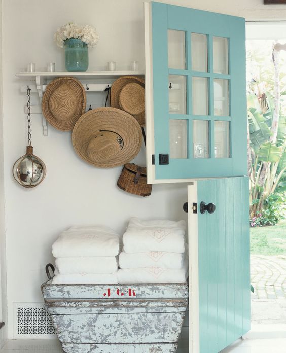 a beautiful mint blue Dutch door is great for a farmhouse or beach cottage