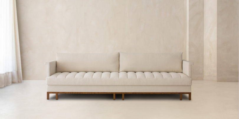 This creamy sofa is a fresh take on a classical white piece, I love the shape of the seat