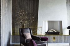 living room with brass decor tourches