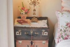 05 a stack of vintage suitcases is ideal for a shabby chic or just girlish bedroom