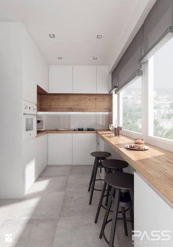 a long windowsill for breakfast and just having meals with a view is a great modern idea