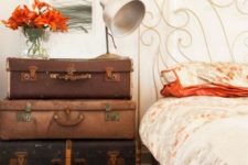 06 a stack of vintage suitcases is great for storage and will bring a vintage feel to the space