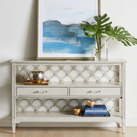 styling your console is the easiest idea to bring any feel to the space including a beach feel