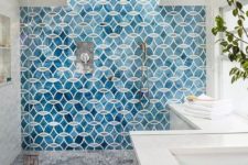 shower with mosaic tiles