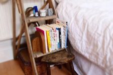 19 a little wooden ladder and stool for storing all the stuff you may need
