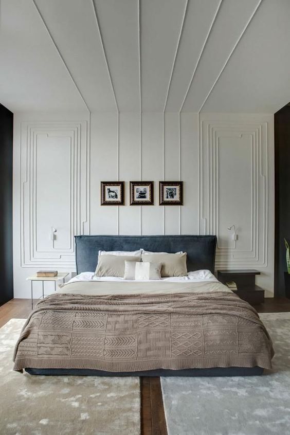 neutral bedroom with molding on the walls and ceiling for a fresh take on classics