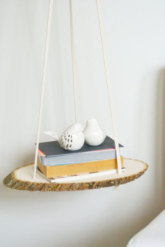 make a simple small nightstand of a wood slice and some rope, such a project won't take much time