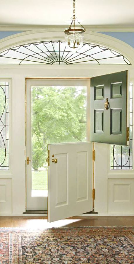 A Dutch door with no glass is also a good idea if you have glass inserts on both sides