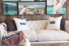 24 create a whole gallery wall of your own beach pictures to add a relaxing feel to the space