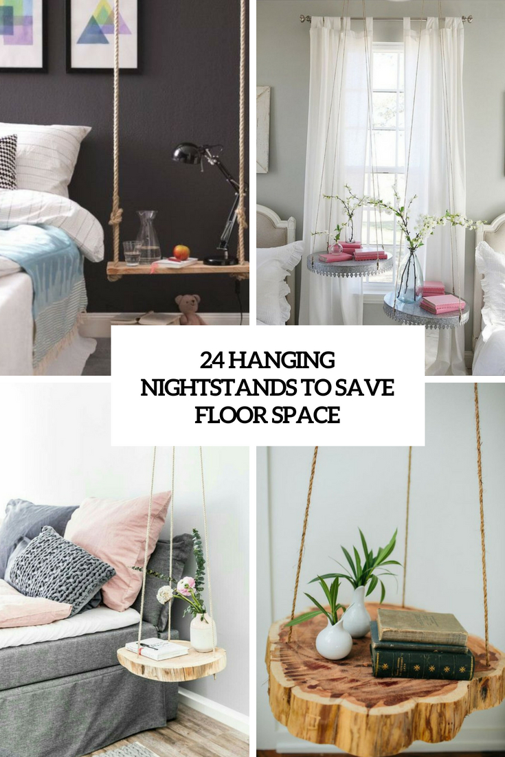 hanging nightstands to save floor space