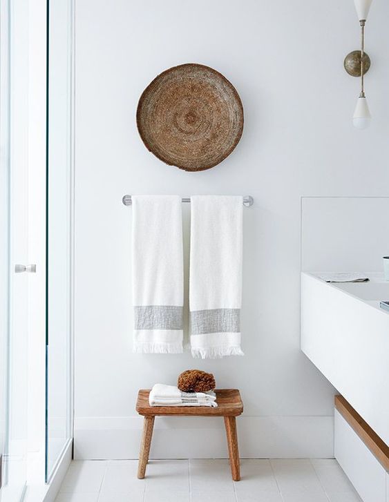 place a wooden stool and hang a basket, and a boring white space will look better