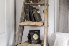 25 a vintage rustic ladder brings much open storage and looks very eye-catchy