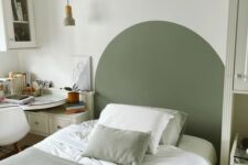 a bedroom with a practical headboard alternative