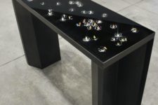 01 Hexa table collection are luxurious console pieces, which are encrusted with real large Swarovski crystals