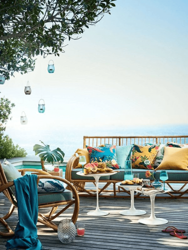 summer textiles for an outdoor space