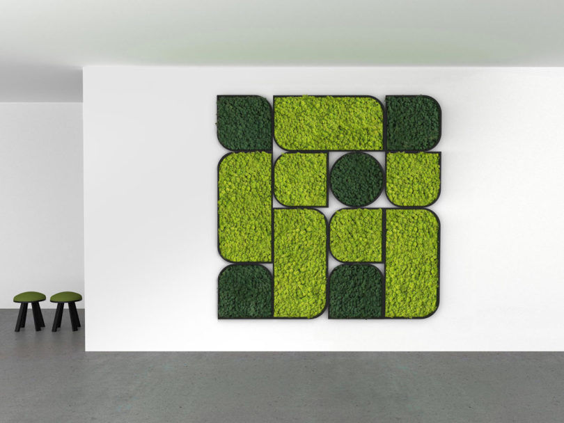The panels are framed, come in two shades of green   darker and neon, and in various sizes