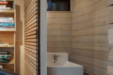 small powder room in wood