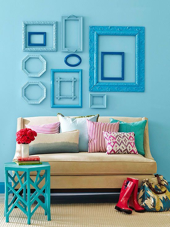 add even more color to your bright space hanging empty frames in various shades