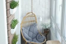 hanging chair on a balcony