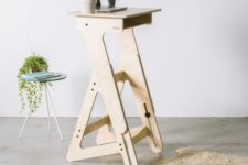 15 a small modern stand desk of high quality wood is a chic idea for a tiny space and looks stylish