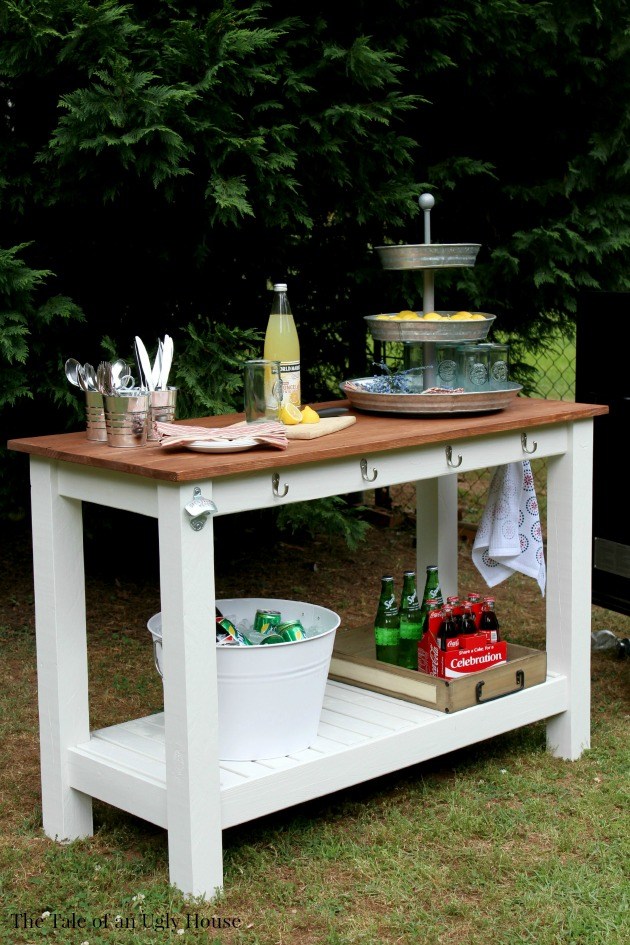 make a gorgeous outdoor buffet in rustic style using Lerhamn table from Ikea