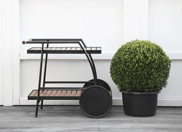 IKEA Vindalso cart turned sleek black with spray paint for serving drinks or food at parties
