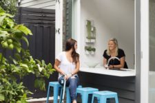 17 attach an outdoor bar counter nd place some bright blue chairs and voila – an outdoor bar is ready