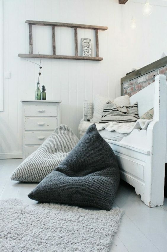 get a couple of comfy bean bag chairs for a guest bedroom to make it more welcoming