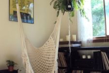20 a hammock chair is a great alternative to a usual chair in the reading nook