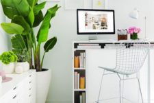 22 such a tall desk allows standing and much storage inside it to make your workign more comfortable