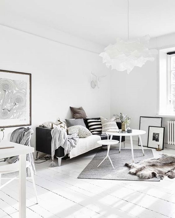 a Scandinavian room with enough negative space looks very airy and light-filled