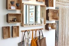 25 create a combo of crates to store your accessories in the entryway or ccloset
