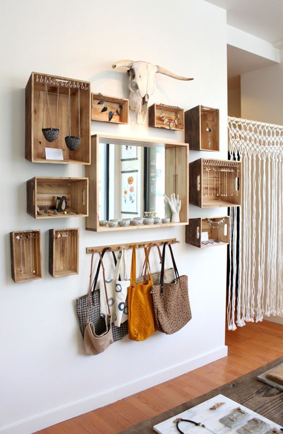 create a combo of crates to store your accessories in the entryway or ccloset
