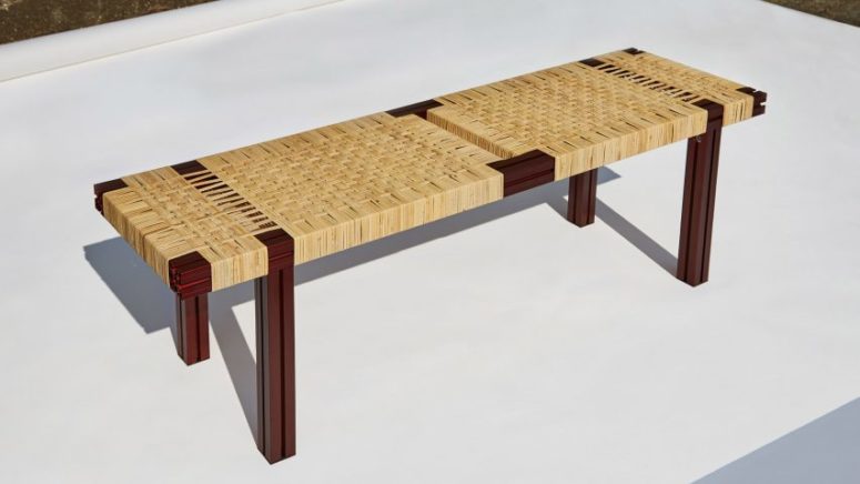 modern wicker bench