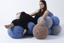 01 Bubbles is a seating system inspired by colorful yarn balls and can be fully customized