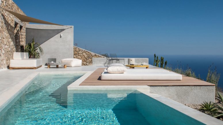 This gorgeous holiday home is located on Santorini and is inspired by the local cave houses
