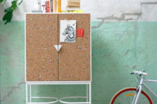 01 This whimsy mini furniture collection is inspired by notebooks and back to school time and are covered with cork