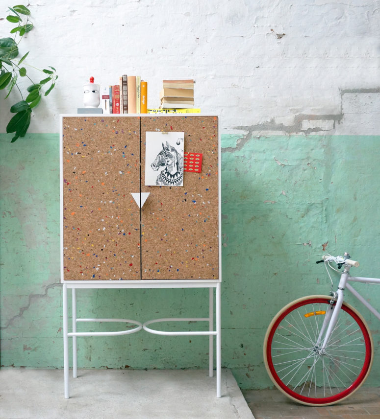 This whimsy mini furniture collection is inspired by notebooks and back to school time and are covered with cork