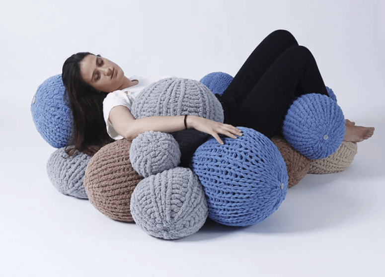 The balls are knitted in two different ways to give them a cool textural look