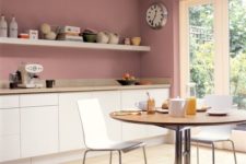 02 rose walls and creamy cabinets create a very chic combo and a strong girlish feel in the space