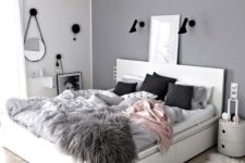 09 add some texture with a faux fur throw and and touches of different colors – pink and black