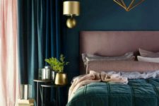 11 a chic two tone accent space with teal and dusty pink that create a gorgeous decadent feel