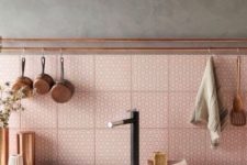 ceramic pink kitchen backsplash