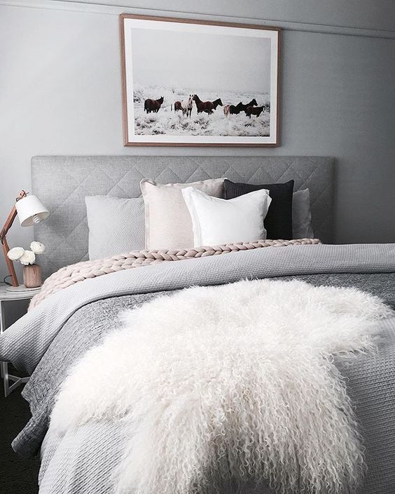 soften the greys with blush and cream, add some black details for interest