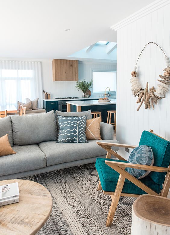 bright teal touches are ideal for a coastal or beach inspired space like this one