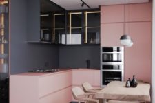 16 a gorgeous two-toned kitchen in black and pink is a great idea to rock the two-tone kitchen trend