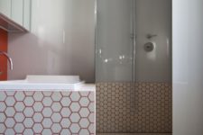 hexagon tiles in bathroom designed in a really interesting way