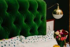 18 an emerald diamond upholstery headboard is great to add color to a moody space