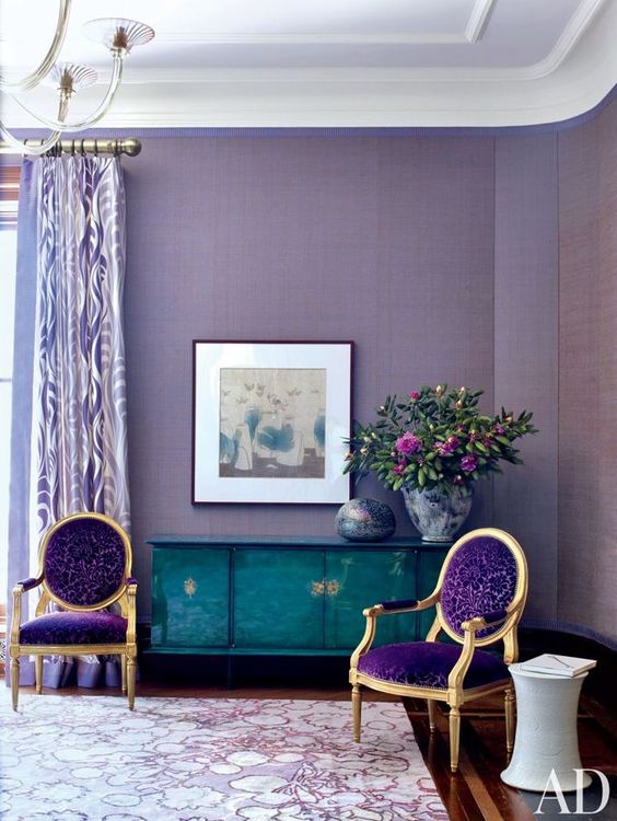 purple and turquoise as the main accent colors and lavender touches as shades of purple
